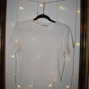 Crop top with pearl detailing